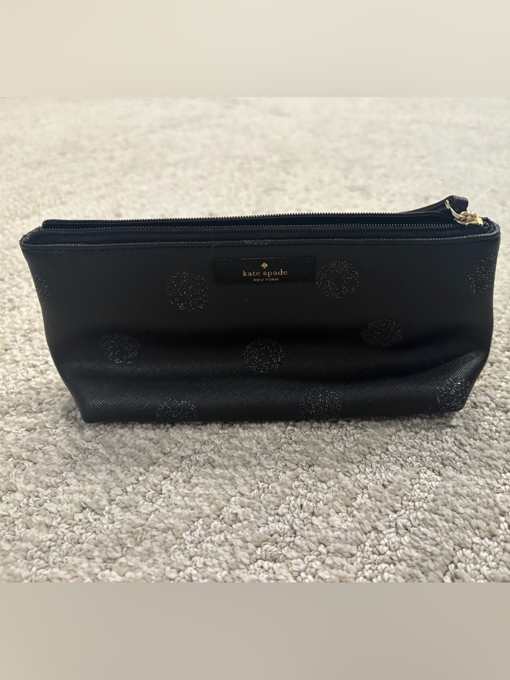 kate spade Black Glitter Dot Cosmetic Pouch